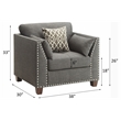 ACME Laurissa Track Arm Chair with Nailhead Trim in Light Charcoal Linen