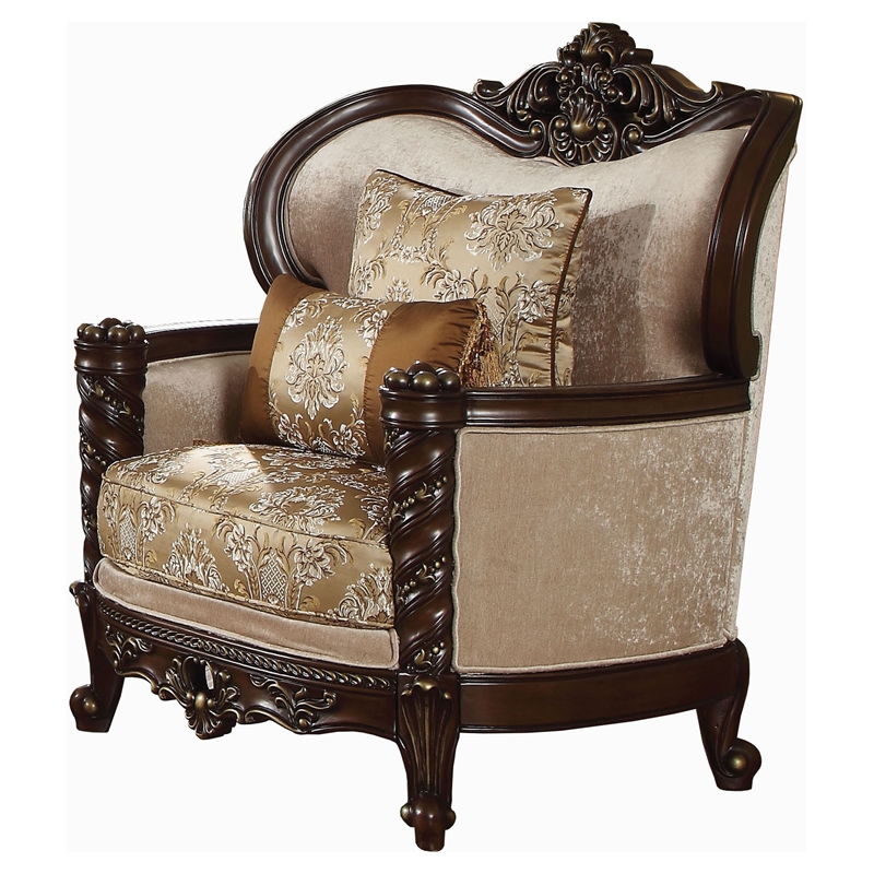 ACME Devayne Traditional European Chair with Queen Anne Legs in Dark Walnut