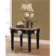 ACME Ernestine Marble Top End Table with Carved in Black