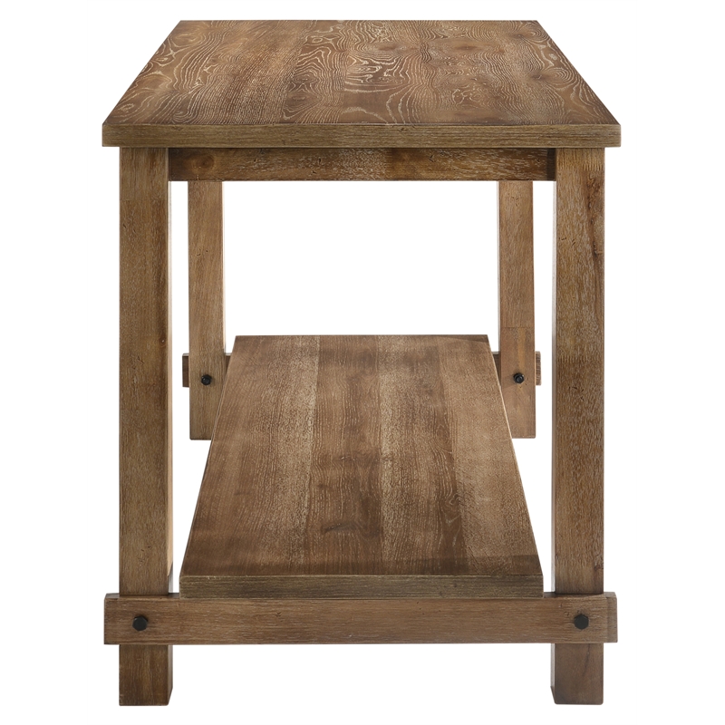 ACME Martha II Rectangular Wooden Counter Height Table in Weathered Oak