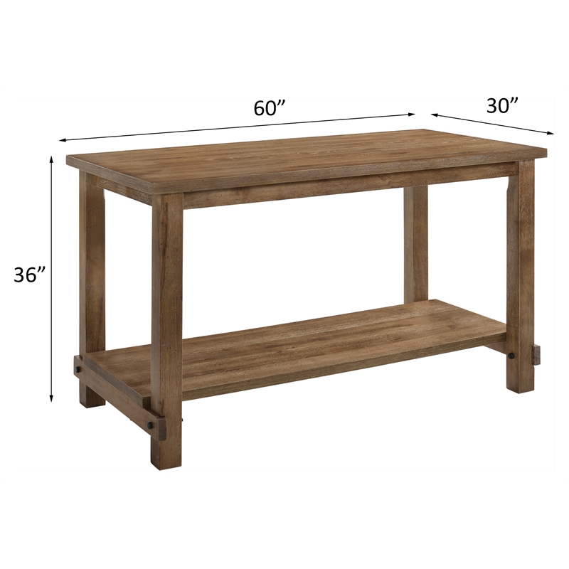 ACME Martha II Rectangular Wooden Counter Height Table in Weathered Oak