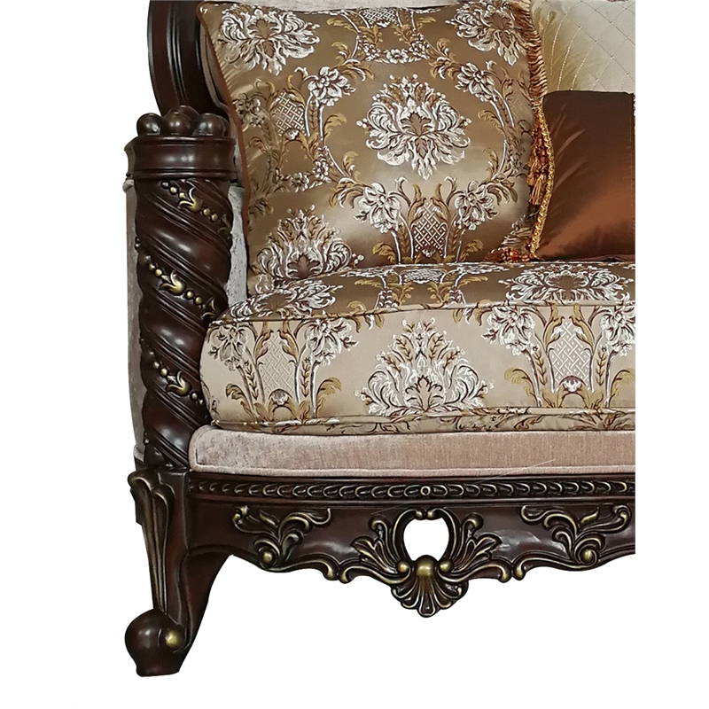ACME Devayne Traditional European Loveseat with Queen Anne Legs in Dark Walnut