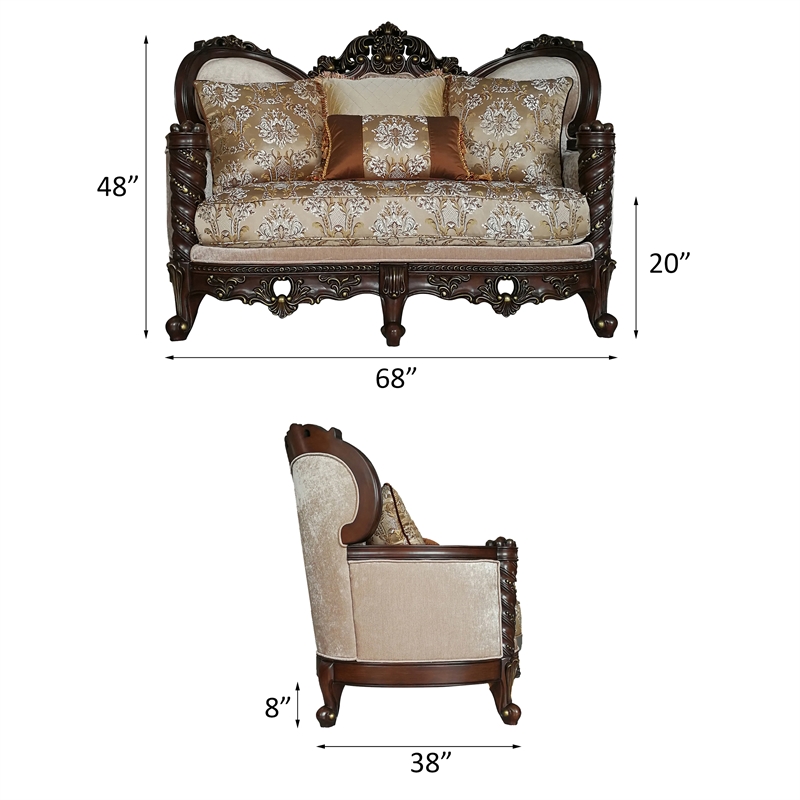 ACME Devayne Traditional European Loveseat with Queen Anne Legs in Dark Walnut