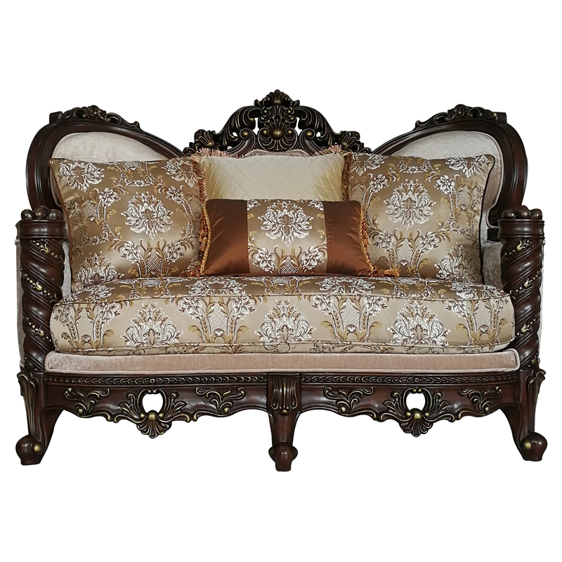 ACME Devayne Traditional European Loveseat with Queen Anne Legs in Dark Walnut