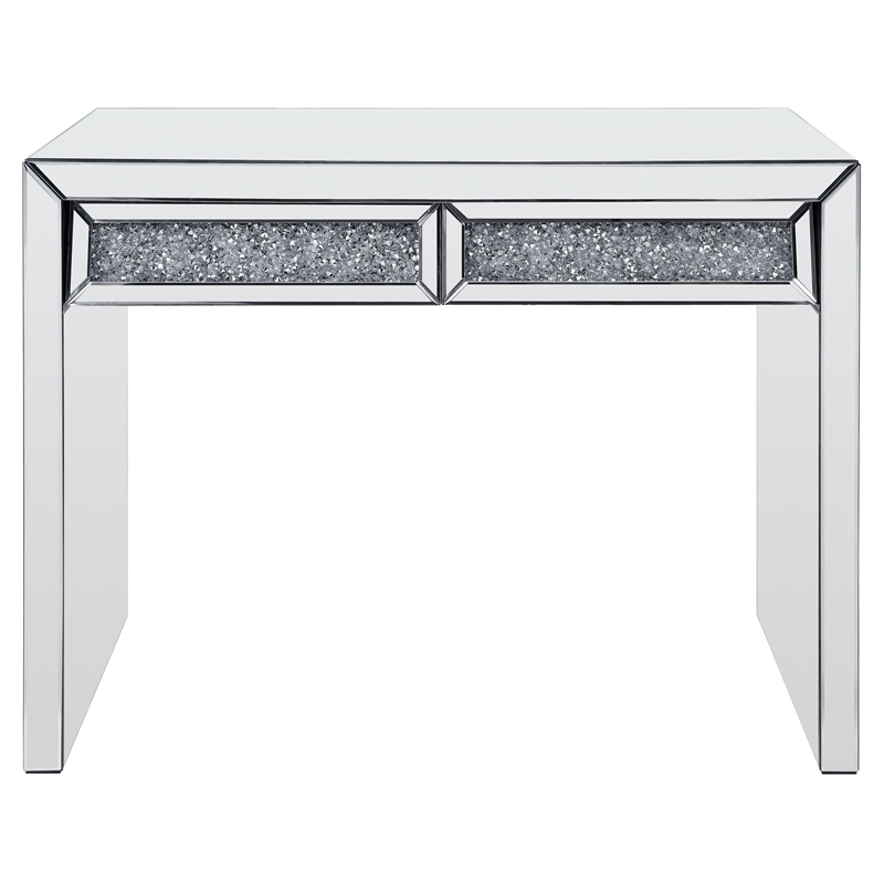 ACME Noralie Faux Diamonds Inlay Console Table with Drawer in Mirrored