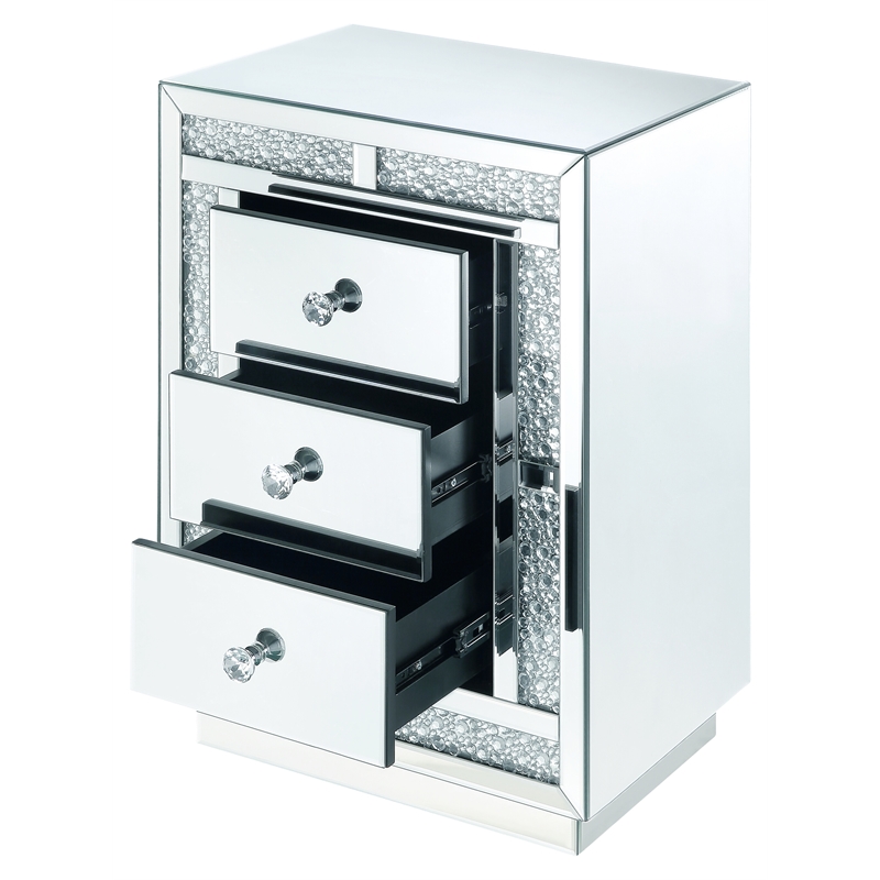 ACME Mallika Faux Crystals Trim Accent Table in Mirrored