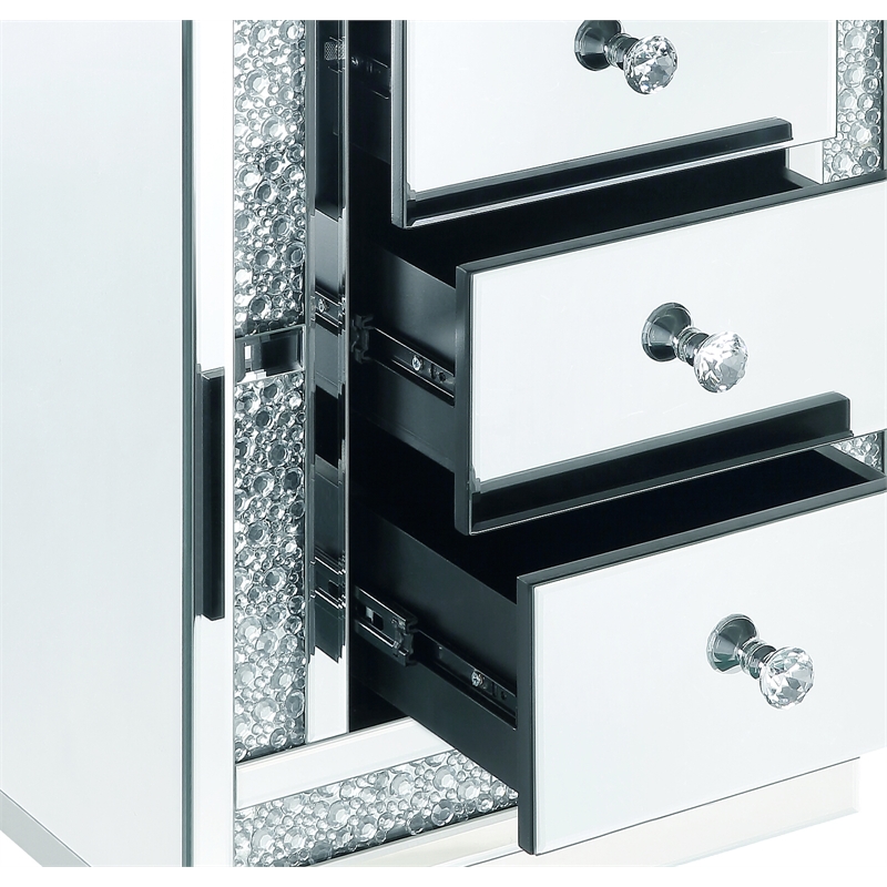 ACME Mallika Faux Crystals Trim Accent Table in Mirrored