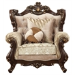 ACME Shalisa Fabric Upholstery Wingback Chair with Queen Anne Leg in Walnut