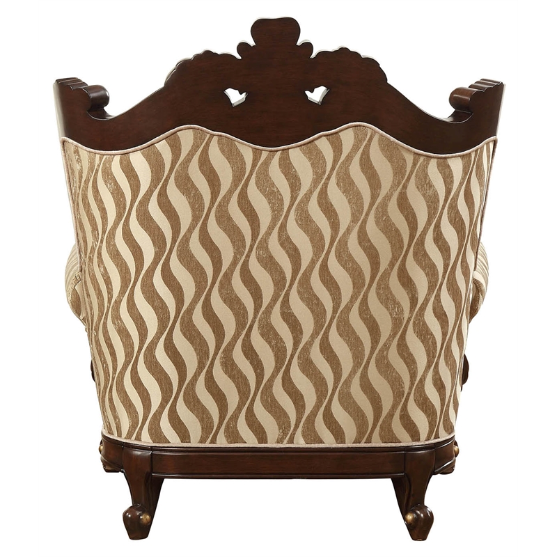 ACME Shalisa Fabric Upholstery Wingback Chair with Queen Anne Leg in Walnut