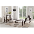 ACME Mathias Waving Apron Wood End Table in Walnut and White