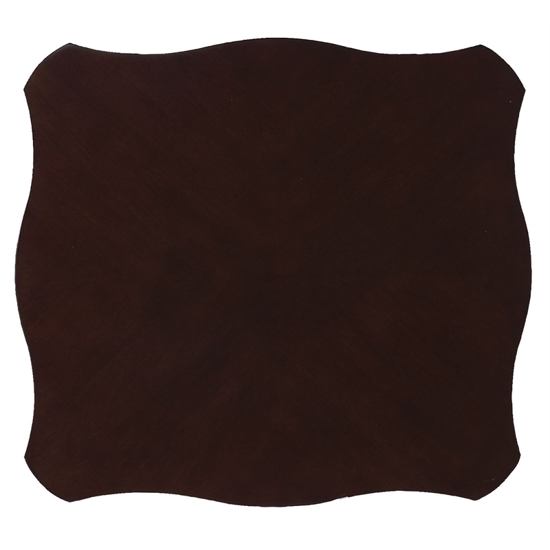 ACME Mathias Waving Apron Wood End Table in Walnut and White