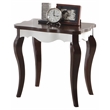 ACME Mathias Waving Apron Wood End Table in Walnut and White