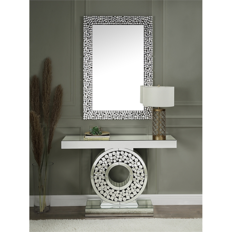 ACME Kachina Rectangular Wall Decor in Mirrored and Faux Gems