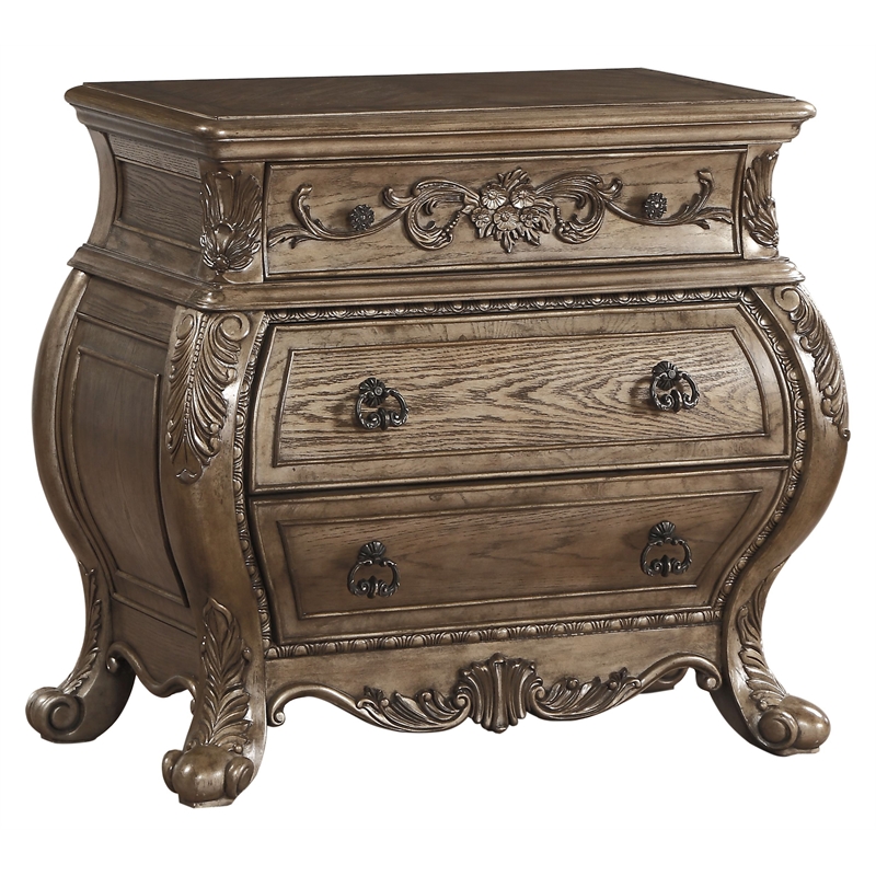 ACME Ragenardus Wood Nightstand with 3 Drawers in Vintage Oak