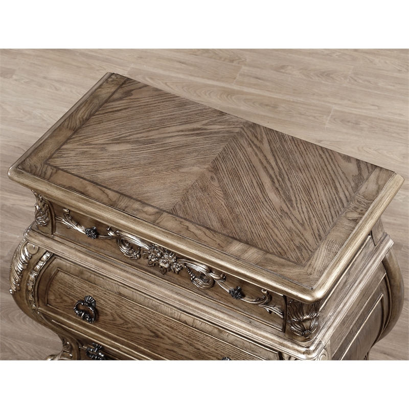 ACME Ragenardus Wood Nightstand with 3 Drawers in Vintage Oak