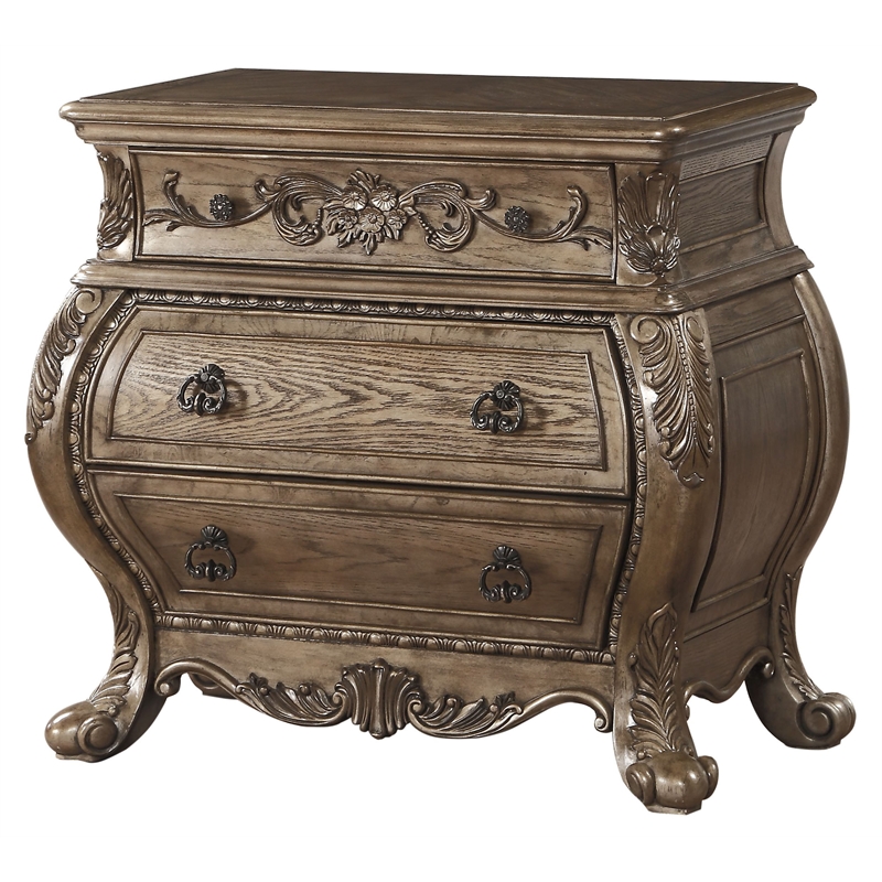ACME Ragenardus Wood Nightstand with 3 Drawers in Vintage Oak
