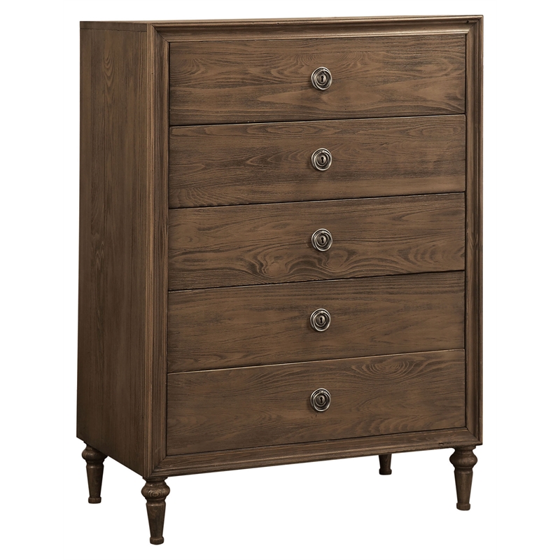ACME Inverness 5-Drawer Wooden Chest in Reclaimed Oak