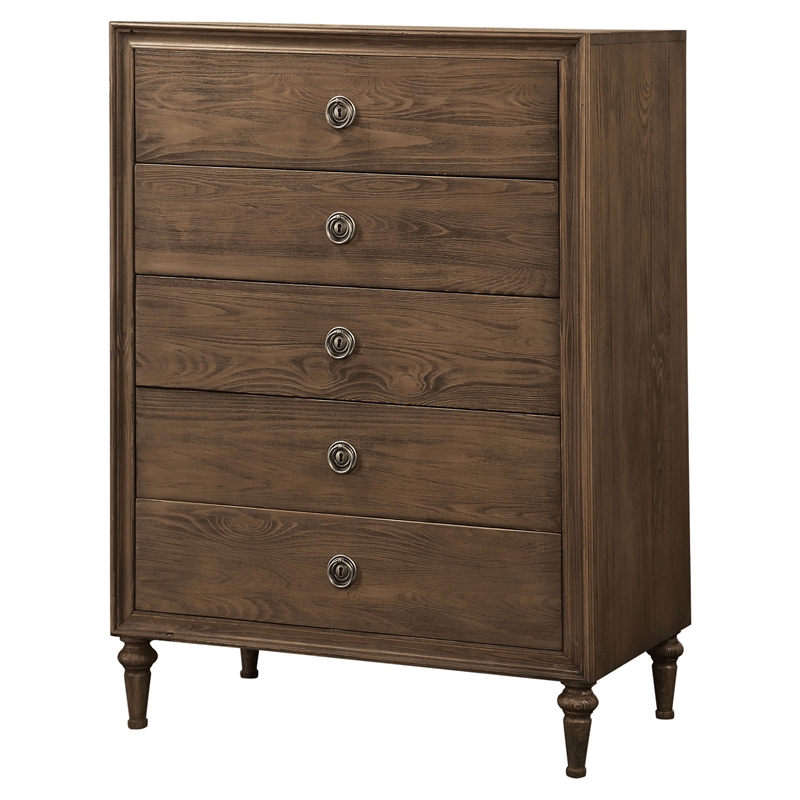 ACME Inverness 5-Drawer Wooden Chest in Reclaimed Oak