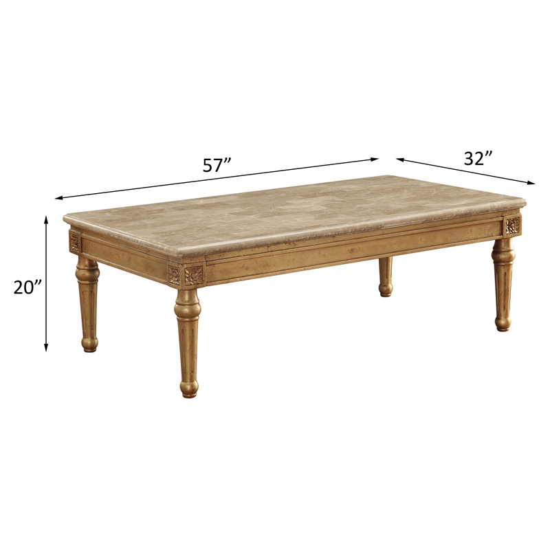 ACME Daesha Rectangular Marble Top Coffee Table in Antique Gold