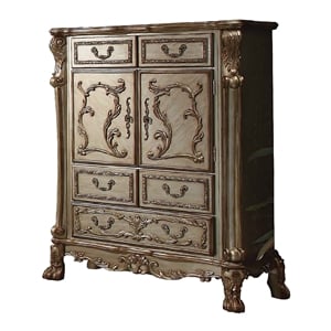ACME Dresden 5-Drawer Wooden Chest in Gold Patina and Brown
