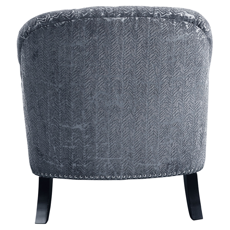 ACME Gaura  Velvet Tufted Recessed Arm Chair with Nail-head Trim in Gray