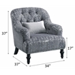 ACME Gaura  Velvet Tufted Recessed Arm Chair with Nail-head Trim in Gray