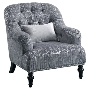 ACME Gaura  Velvet Tufted Recessed Arm Chair with Nail-head Trim in Gray
