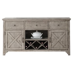 ACME Rocky 3-Drawer Wood Server with Wine Rack in Gray Oak