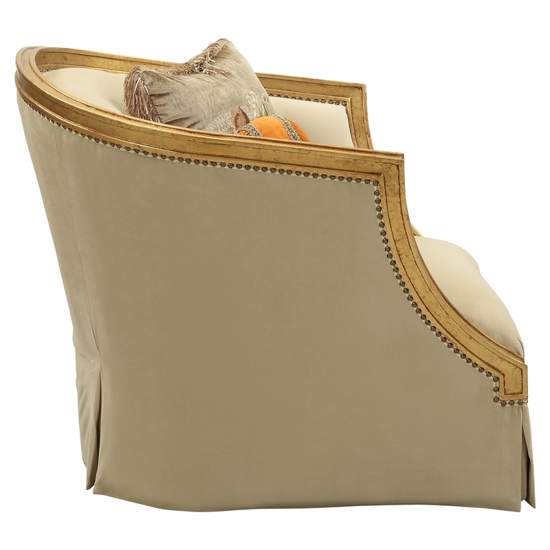 ACME Daesha Barrel Tight Back Chair Tan Fabric and Antique Gold