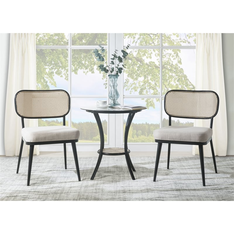 ACME Frydel 3-Piece Wooden Tapered Leg Table and Chairs Set in Black