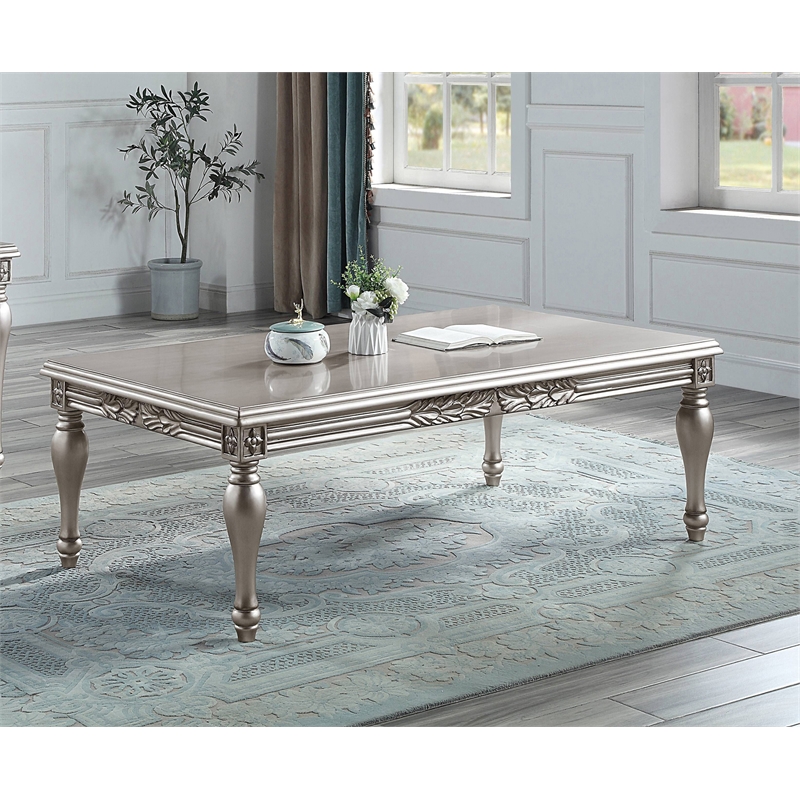 ACME Pelumi Rectangular Wood Coffee Table in Silver Platinum