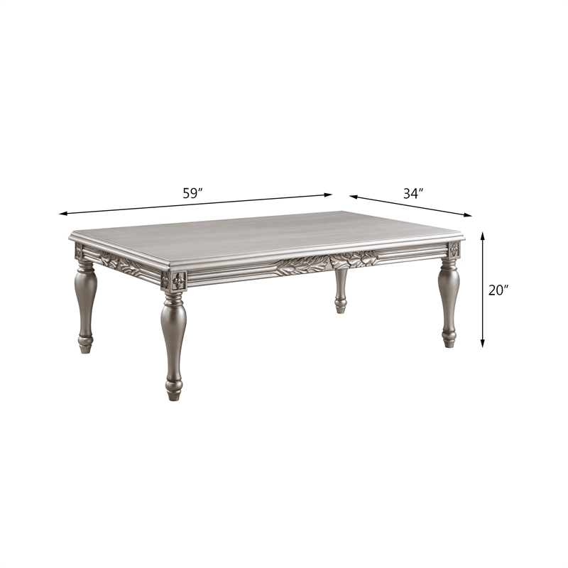 ACME Pelumi Rectangular Wood Coffee Table in Silver Platinum