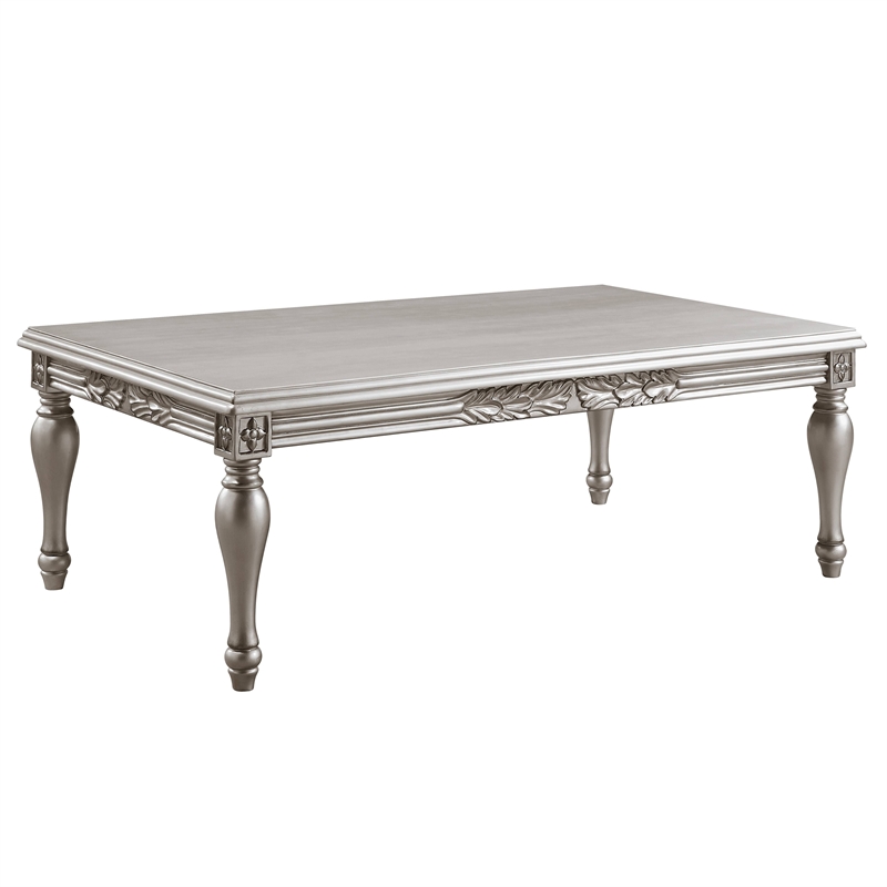 ACME Pelumi Rectangular Wood Coffee Table in Silver Platinum