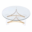 ACME Sosi Round Tempered Glass Top Coffee Table in Clear and Gold