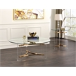 ACME Sosi Round Tempered Glass Top Coffee Table in Clear and Gold