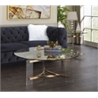 ACME Sosi Round Tempered Glass Top Coffee Table in Clear and Gold