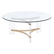 ACME Sosi Round Tempered Glass Top Coffee Table in Clear and Gold
