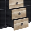 ACME Edina 3-Drawer Wooden Server with Metal Doors in Oak and Sandy Black