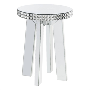 ACME Lotus End Table in Mirrored & Faux Crystals