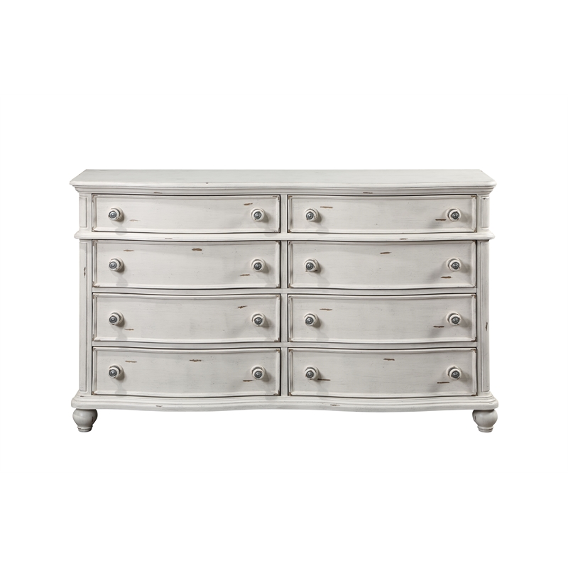 ACME Jaqueline 8-Drawer Wooden Dresser in Light Gray and Antique White