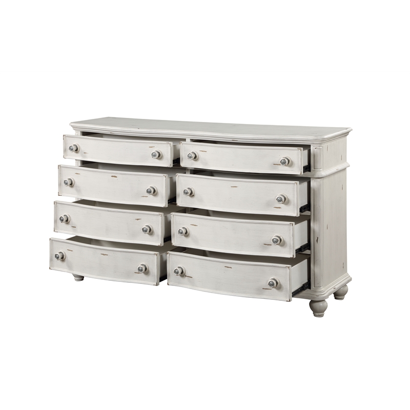 ACME Jaqueline 8-Drawer Wooden Dresser in Light Gray and Antique White