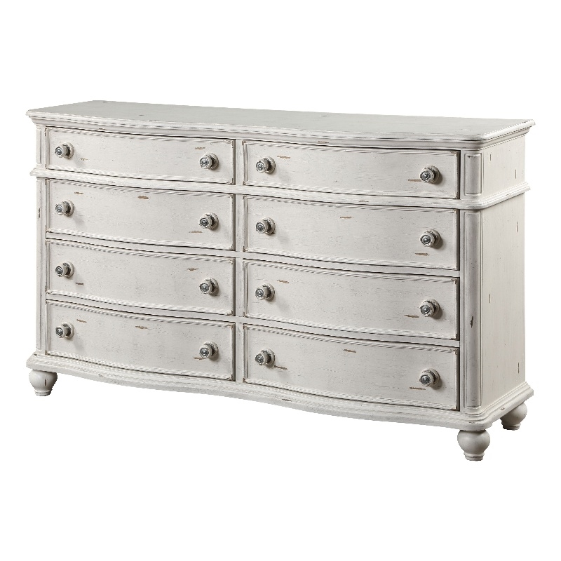 ACME Jaqueline 8-Drawer Wooden Dresser in Light Gray and Antique White
