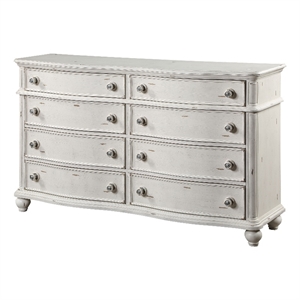 ACME Jaqueline 8-Drawer Wooden Dresser in Light Gray and Antique White