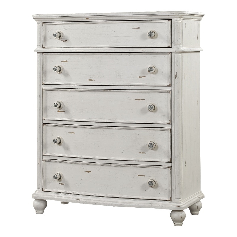ACME Jaqueline 5-Drawer Wooden Chest in Light Gray and Antique White