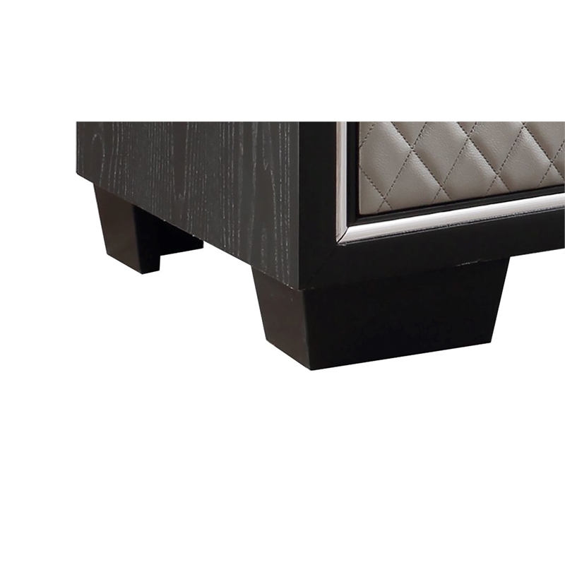 ACME Nicola 5 Drawers Wooden and Faux Leather Chest in Silver and Black