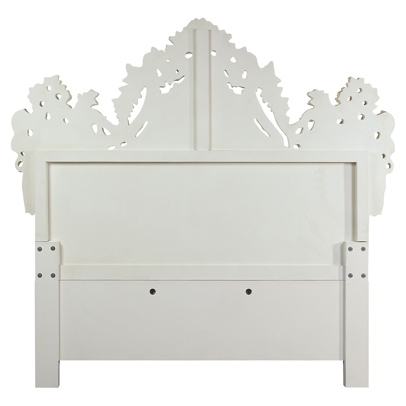 ACME Adara Faux Leather Upholstery Eastern King Bed in White and Antique White
