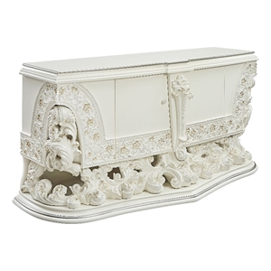 ACME Adara 2 Doors Wood Dresser with Floral Motifs in Antique White