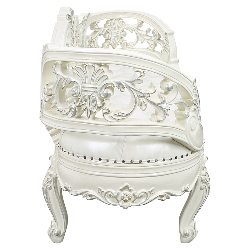 ACME Adara Tufted PU Upholstery and Wood Frame Bench in Antique White
