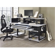 ACME Megara Storage Rectangular Music Desk with Metal Frame in White and Black