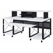 ACME Megara Storage Rectangular Music Desk with Metal Frame in White and Black